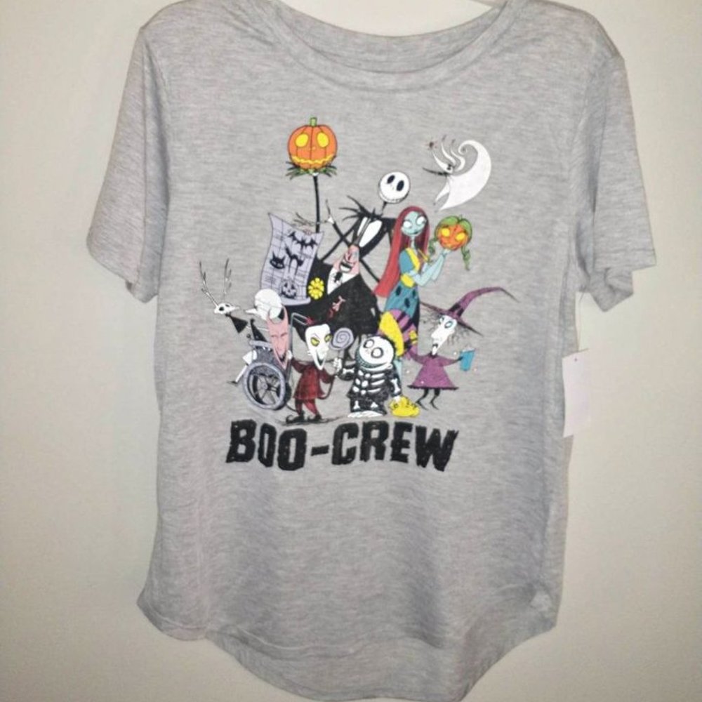 Disney women's T shirt "BOO-CREW" L 11-13 nightmare before christmas Gray W-338
